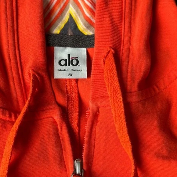 Alo Ypga orange tangerine zip up workout hoodie jacket hooded M - Picture 8 of 8